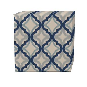 Napkin Set, 100% Polyester, Set of 4, 18x18", Blue Diamond Ogee