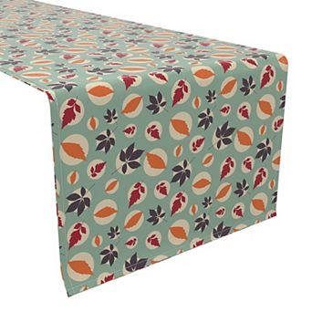 Table Runner, 100% Cotton, 16x90", Leaves in Dots