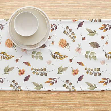 Table Runner, 100% Cotton, 16x108", Falling Leaves & Flowers