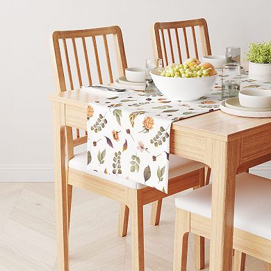 Table Runner, 100% Cotton, 16x108", Falling Leaves & Flowers