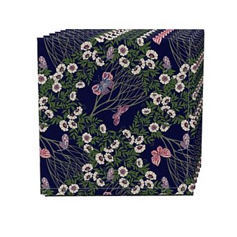 Napkin Set of 4, 100% Cotton, 20x20", Floral 35