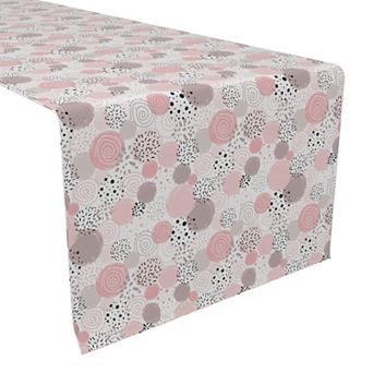 Table Runner, 100% Cotton, 16x72", Decorated in Pink Dots