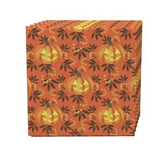 Napkin Set, 100% Polyester, Set of 4, 18x18", Halloween in Autumn