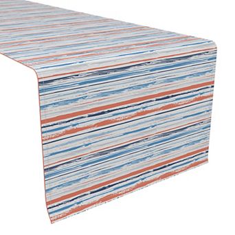 Table Runner, 100% Cotton, 16x90", Summer Brush Stroke Stripe