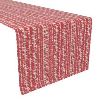 Table Runner, 100% Cotton, 16x90", Red Ikat Design