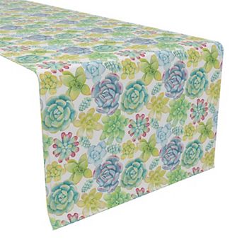 Table Runner, 100% Polyester, 12x72", Vibrant Succulents