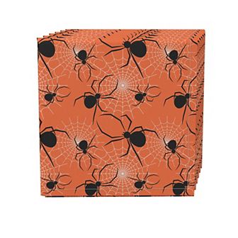 Napkin Set, 100% Polyester, Set of 4, 18x18", Halloween Spiders Web