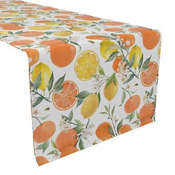 Table Runner, 100% Polyester, 14x108", Oranges & lemons