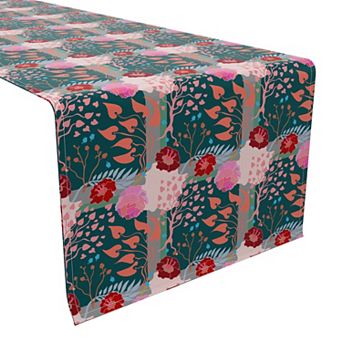 Table Runner, 100% Cotton, 16x108", Floral 95
