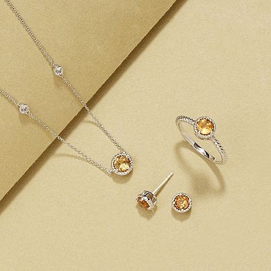 Boston Bay Diamonds Sterling Silver Genuine Citrine & Lab-Grown White ...