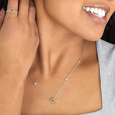 Boston Bay Diamonds Sterling Silver Genuine Citrine & Lab-Grown White Sapphire Necklace