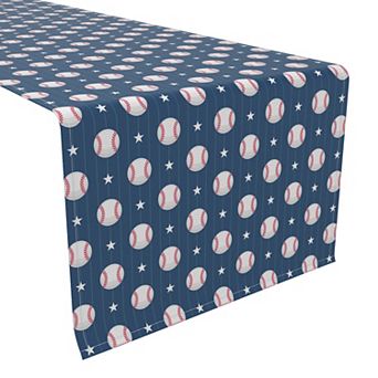 Table Runner, 100% Cotton, 16x72", Baseball Stripe