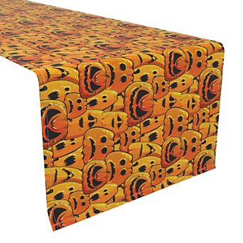 Table Runner, 100% Polyester, 14x108", Pumpkin Ghost Faces