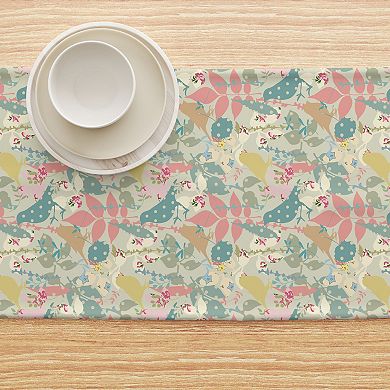 Table Runner, 100% Polyester, 14x108", Decorated Birds & Flowers