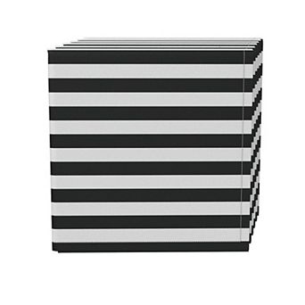 Napkin Set, 100% Polyester, Set of 4, 18x18", Small Stripes, Black