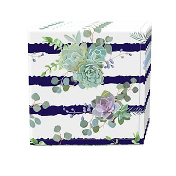 Napkin Set, 100% Polyester, Set of 4, 18x18", Succulent Stripe