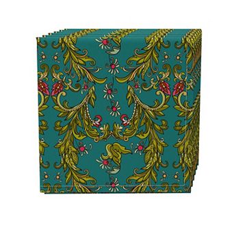 Napkin Set of 4, 100% Cotton, 20x20", Floral 14