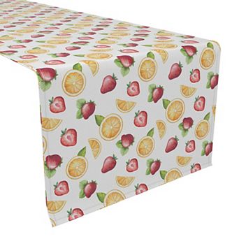 Table Runner, 100% Cotton, 16x108", Watercolor Fruit