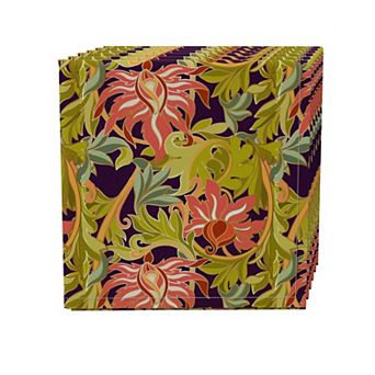 Napkin Set of 4, 100% Cotton, 20x20", Floral 18