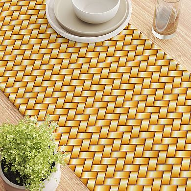 Table Runner, 100% Polyester, 12x72", Gold Shine Basketwork