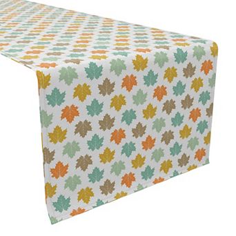 Table Runner, 100% Cotton, 16x90", Maple Leaves Style