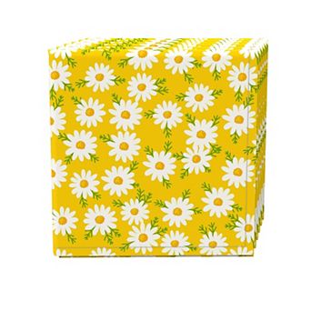 Napkin Set, 100% Polyester, Set of 4, 18x18", Daisy Floral Design