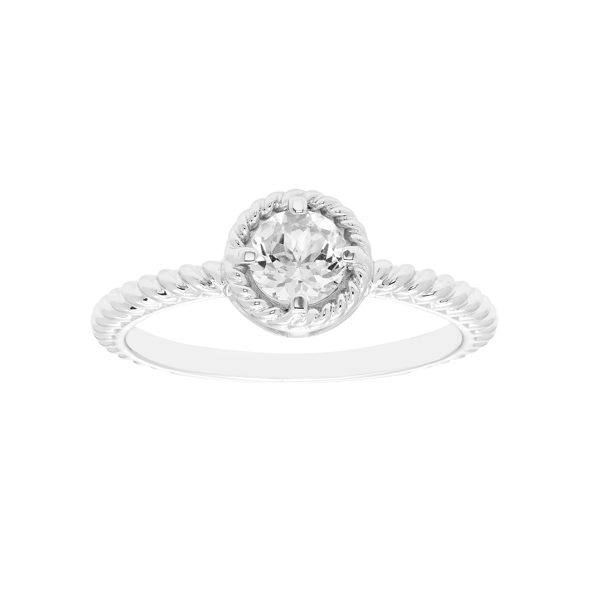 Boston Bay Diamonds Sterling Silver Lab-Grown White Sapphire Rope Halo Stac