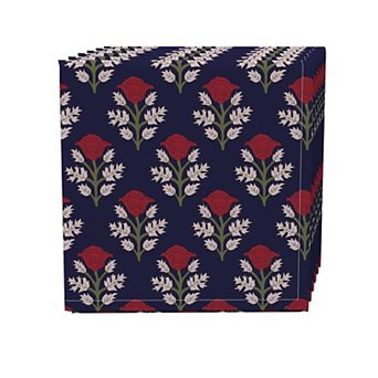 Napkin Set, 100% Polyester, Set of 4, 18x18", Bouquet of Poppies