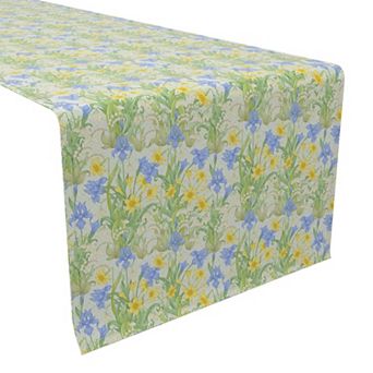 Table Runner, 100% Cotton, 16x90", Floral 137