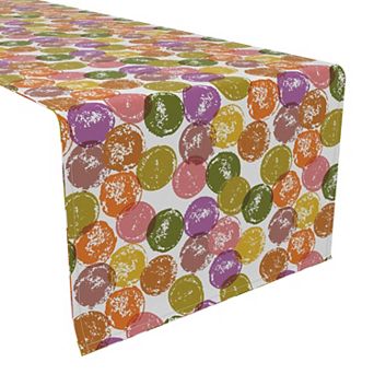 Table Runner, 100% Cotton, 16x90", Colorful Dot Stamps