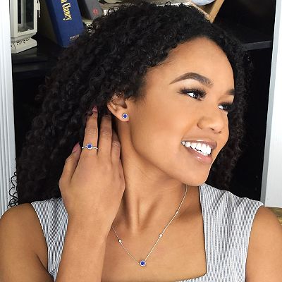 Boston Bay Diamonds Sterling Silver Genuine Tanzanite Rope Halo Stud Earrings