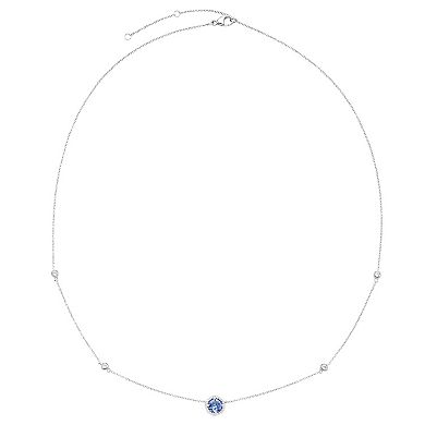 Boston Bay Diamonds Sterling Silver Genuine Tanzanite & Lab-Grown White Sapphire Necklace