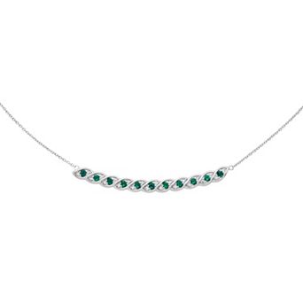 Boston Bay Diamonds Sterling Silver Lab-Grown Emerald & Diamond Accent Twisted Bar Necklace