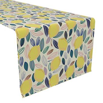 Table Runner, 100% Cotton, 16x90", Summer Lemon Sketch