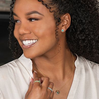 Boston Bay Diamonds Sterling Silver Diamond Accent & Lab-Grown Emerald Halo Stud Earrings