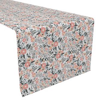Table Runner, 100% Cotton, 16x72", Botanical Blossom