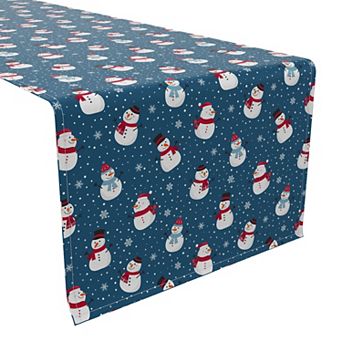 Table Runner, 100% Cotton, 16x72", Snowmen in a Winter Wonderland