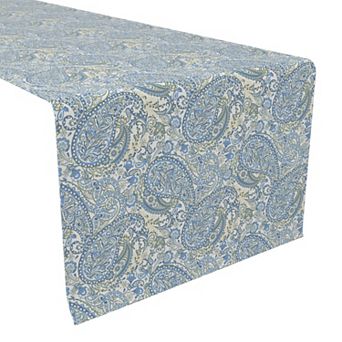 Table Runner, 100% Polyester, 12x72", Blue Paisley