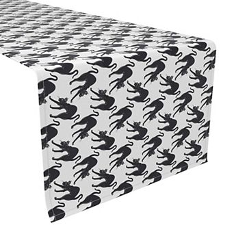 Table Runner, 100% Polyester, 14x108", Black Scaredy Cats