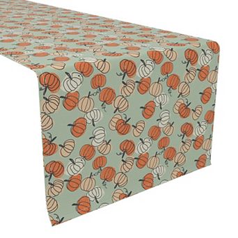 Table Runner, 100% Polyester, 12x72", Stenciled Pumpkin Harvest