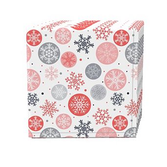 Napkin Set of 4, 100% Cotton, 20x20", Snowflakes in Ornaments