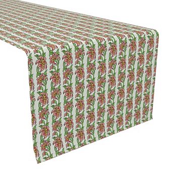 Table Runner, 100% Polyester, 14x108", Peony Floral Stripe