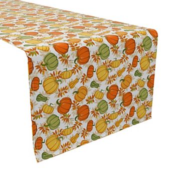 Table Runner, 100% Cotton, 16x72", Bold Autumn Pumpkins
