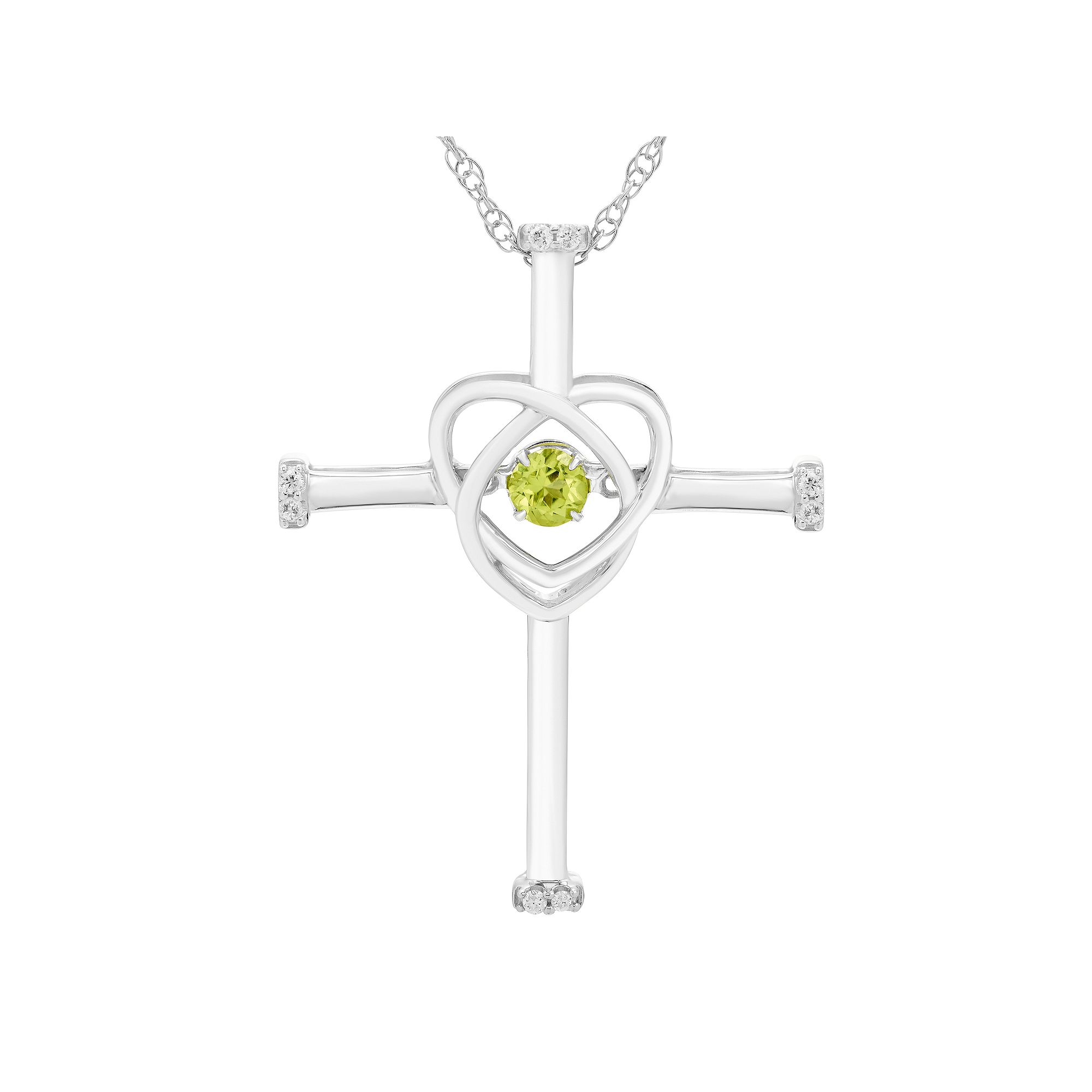 Boston Bay Diamonds Sterling Silver Genuine Peridot & Diamond Accent Cross
