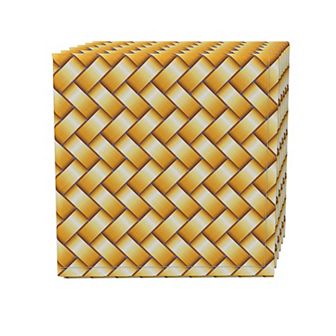 Napkin Set, 100% Polyester, Set of 4, 18x18", Gold Shine Basketwork