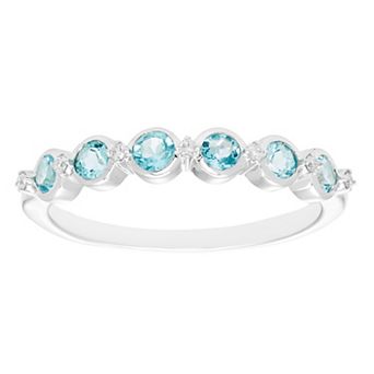 Boston Bay Diamonds Sterling Silver 1/10 Carat T.W. Diamond & Blue Topaz Stacking Ring