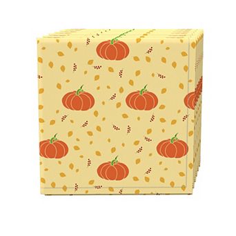 Napkin Set, 100% Polyester, Set of 4, 18x18", Retro Pumpkins & Leaves