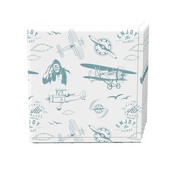 Napkin Set, 100% Polyester, Set of 4, 18x18", Vintage Aviation