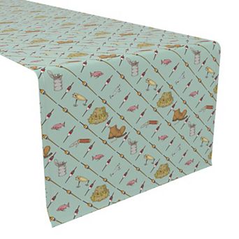 Table Runner, 100% Polyester, 14x108", Fishing Gear