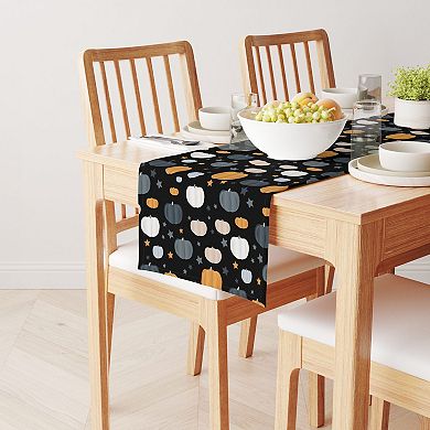 Table Runner, 100% Cotton, 16x90", Halloween Pumpkin and Stars